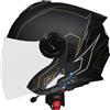QJWMatic Casco da Moto Jet Bluetooth Integrato Mezzo Casco Caschi Jet Vintage per Scooter con Doppia Visiera Omologato ECE per Donne e Uomini Adulti J,M57-58CM