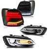 VLAND Motor Fanali anteriori e posteriori compatibili con Polo 5 6R 6C 2009-2017 [non compatibile con Polo GTI/R], con lampeggiante sequenziale (coda fumo)