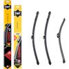OMAC SWF Spazzole Tergicristallo Komplettset per Audi Q2 2017-2026 - 3er Set (Anteriore + Posteriore) - OEM Qualität - Deutsche Tech - Streifenfrei & Leise