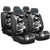 Simoni Racing CSR/GCW Coprisedili per Auto, Set Coprisedili Anteriori e Posteriori con Poggiatesta, Coprisedili Universali, Camouflage Mimetico Bianco