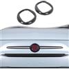 DIYUCAR Anello decorativo per logo anteriore e posteriore per auto, compatibile con Fiat 500 2016-2025, copertura per telaio del badge anteriore e posteriore, accessori esterni per cofano (nero lucido