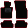 QUEMAR Tappetini Auto compatibili con MINI F55 F56 F57 2014-2023 / Kit Tappeti in Moquette e Gomma su Misura (Set 2 Anteriori +2 Posteriori)/ Ricami e Colori Personalizzati (Bordo Rosso, 0 Ricami)