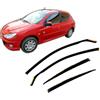 J&J AUTOMOTIVE HEKO Deflettori per Peugeot 206 5-Porte Berlina 1998-2012 | 4 deflettori HEKO per Peugeot 206 5-Porte Berlina, PMMA 3 mm, fumé, canale del finestrino.