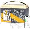 Power Queen 12 V 100 Ah Bluetooth Batteria LiFePO4 con 100 A BMS, bassa autoscarica, Low-Temp Auto Cut Off App Control Batteria al litio per sistema solare domestico, Campeggio, Caravan, Barca