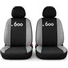 Auto Accessori Lupex Coprisedili compatibili con Seicento 600 (1998 al 2010) - Set Anteriori in Tessuto Policotone, Protezione Sedili, Facile Installazione, Made in Italy (Nero - Grigio Chiaro)