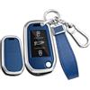 Ysbxitu Chiave pieghevole telecomando cover adatta per Peugeot 208 307 308 407 508 2008 3008 5008 Traveller Citroen C3 C4 C4L C5 Picasso Ople Custodia con portachiavi in pelle D blu