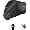 farbrothersonline COMPATIBILE CON KYMCO AGILITY 125 R16 TELO ANTIGRANDINE IMPERMEABILE COPRIMOTO FELPATO PER MOTO-SCOOTER NERO CON STRISCE FLUO+FORO PASSAGGIO CATENA COVER CAPPOTTA 232X100X125CM