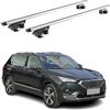OMAC Barre Portatutto Alluminio TÜV geprüft per Seat Tarraco 2018-2024 - per Rail Tetto Standard - T Nut - Max 90 kg - 2 Schlösser Argento