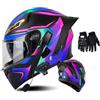 SONGDIQI Casco Modulare Moto Bluetooth Integrato, Casco Moto con Integrale con Doppia Visiera, Casco Integrato Apribile Omologati ECE(C5,M(57~58cm))