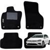 W-Parts Serie 4 TAPPETI - TAPPETINI in Moquette Neri per Golf 7 2012 al 2019 con battitacco Cucito, Bottoni di Fissaggio e Striscia Antiscivolo
