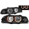 V-MAXZONE PARTS Fanali allo xeno Angel Eyes neri compatibili con BMW 5 E39 1995 1996 1997 1998 1999 2000 2001 2002 2003 RS-2418 luci anteriori fari auto fari lato conducente e passeggero set faro montaggio