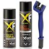 XFORTE free to be XFORTE - Kit Manutenzione Catena Moto - 1 Pulitore Spray 500ml + 1 Grasso Catena Moto Trasparente Sintetico Alte Prestazioni Spray 400ml + Una Spazzola per la Pulizia della Catena della Moto