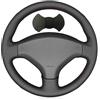 Shining wheat Coprivolante nero cucito a mano in finta pelle per Peugeot 308 2007-2013/308 SW 2008-2014/5008 2010-2015/3008 2009-2014 (filettatura nera)