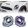 Archaic LED RGB Fari Anteriori compatibili con Mini Cooper Clubman R55 R56 R57 R58 R59 2007-2013, per alogeni OE modelli, luci anteriori con animazione RGB DRL, coppia