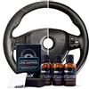 AutoFullCar - Kit di restauro per volanti in pelle nera FullCarX | Riparatore professionale per volante in pelle | Include tinta, lima, sgrassante, sigillante e accessori