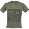 LED Zeppelin Green Symbols Uomo T-Shirt Verde Oliva M 100% Cotone Regular