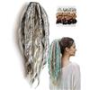 NNBWLMAEE Elastic Dread Ponytail, 26cm Boho Dreadlock Ponytail Extension with Hair Tie, Shell and Charm Details, Lightweight Natural Hand-braided Braids Long Ponytails Dreads for Women Men Festival Daily (E1)