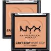NYX Professional Makeup Cipria Can't Stop Won't Stop Tonalità 06 Tan Polvere Opacizzante Levigante Finish Matte Lunga Tenuta No transfer con Polvere di Riso - 2 Ciprie