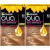 Garnier Olia Tinta Capelli Permanente Senza Ammoniaca Colorazione con Oli di Fiori di Origine Naturale ad Azione Illuminante e Nutriente Colore 8.0 Biondo Chiaro - 2 Confezioni