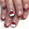 Viugex 24 Pezzi Nude Unghie Finte Natale Corte, Quadrate Punte per Unghie Acriliche, Cappello di Babbo Natale Fiocchi di Neve Press on Nails, Copertura Completa Artificiale Unghie False per Donne