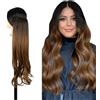 Ser Mulher Brianna Extension con Clip - capelli ondulati, lunghi- 1 Tessitura con 4 Clip (Brown Degradee, 65cm)