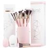 Niré Beauty Pink - Pennelli da trucco rosa da 15 pezzi, premiato, con custodia, spugna per sfumare, detergente per pennelli, guida, confezione regalo
