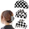 FSMILING Clip per capelli a scacchi per donna, medie clip per capelli a griffa nero e bianco, confezione da 3
