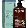 Cliganic Olio di Ricino Biologico, puro al 100% (500ml con kit per ciglia), per ciglia, sopracciglia, capelli e pelle, naturale pressato a freddo non raffinato esano
