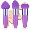 Sibba 3 spugnette per trucco, per il viso, con manico bagnato e asciutto, riutilizzabili, per fondotinta, fondotinta, blush, crema (viola)