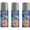 Virsus 3 bombolette Spray Colore Capelli temporaneo Argento colora i Tuoi Capelli per Feste Party Bambini e Ragazzi lacca Colorata Argento