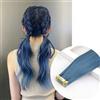 WYLZBA Extension per capelli sintetici lisci Mini Tape In Extension per capelli Adesivo invisibile Nastro colorato In Extension per capelli 10 pezzi/confezione-PU-HazeBlue-24 pollici