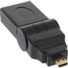 InLine 22128 Adattatore HDMI Femmina a HDMI Micro D Maschio, Contatti Dorati, Orientabile 180°, Nero