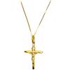 PEGASO GIOIELLI - Collana da Donna in Oro Giallo 18kt (750) Catenina Veneta Croce con Cristo Smussata - Battesimo Bambini