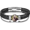 MunkiMix Bracciale in Pelle Uomo con Foto e 2-6 Nomi Personalizzati, Intagliate Perline e Foto, Fibbia con Estensione Regolabile, Regalo per Marito Fidanzato A1