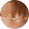 TINGN Collana di perle colorate per donne e ragazze, realizzata a mano, con ciondolo a forma di cuore, collana per bambini, regalo di compleanno per donne, adolescenti, ragazze, gioielli per bambini