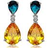 Rizilia [RIZILIA CELEBOX] Tearciondolare Orecchini Traforati Con Taglio Pera CZ [Multicolore Cubic Zirconia] In Placcato In Oro Bianco, Celebrity Inspired By Angelina Jolie