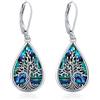 Eusense Albero della Vita Orecchini a Goccia d'Acqua Albero Orecchini Famiglia Abalone Shell Gioielli Regalo per Donne Ragazze