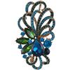 EVER FAITH Spilla Donna, Austriaco Cristallo Arte Deco Floreale Matrimonio Goccia Pendente Blu Oro-Fondo