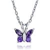 Bling Jewelry Mini Petite Tiny Purple Cubic Zirconia Simulazione Ametista Giardino Insetto CZ Farfalla Collana Per Donne Adolescenti .925 Argento