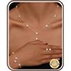 LOLIAS 925 Collana Argento Sterling per Donne Orecchini Perno Bracciale Oro Set Regolabile Collana Pendente della Catena a Maglia Carino Cubic Zirconia Dainty Set Gioielli Sposa