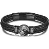MunkiMix Bracciale in Pelle Uomo con Foto e 2-6 Nomi Personalizzati, Intagliate Perline e Foto, Fibbia con Estensione Regolabile, Regalo per Marito Fidanzato B6