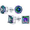 Bling Jewelry Set di due orecchini a perno con zirconi cubici rotondi neri mistici arcobaleno da 0.75CTW per donne in argento sterling .925 con chiusura a vite da 6MM.
