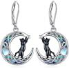 Eusense Orecchini gatto nero Orecchini luna in argento 925 Pietra di luna Orecchini pendenti Gioielli Regalo per gli amanti dei gatti Donne Ragazze