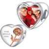 NINGAN Personalized Photo Charms Birth Flower Novembre Crisantemo Perline Argento Sterling Personalizzare Immagine Amore Cuore per le Donne Bracciali e Collane Regali per Ragazze
