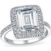 Bling Jewelry Anello di fidanzamento solitario in stile Art Deco con taglio smeraldo rettangolare da 5CT, AAA CZ Halo, per donne con fascia sottile pavé da 1MM in argento sterling .925