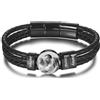 MunkiMix Bracciale in Pelle Uomo con Foto e 2-6 Nomi Personalizzati, Intagliate Perline e Foto, Fibbia con Estensione Regolabile, Regalo per Marito Fidanzato B7