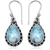 Silver Palace Orecchini a goccia in argento sterling 925 con pietre preziose a forma di pera naturale in argento sterling per le donne, METALLO metallo Gemma, Larimar
