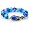 SAGA GIOIELLI Bracciale Colorato con Perle in Vetro - Bracciale Artigianale Multicolore Regolabile 23 cm - Gioiello Unisex Uomo Donna - Idea Regalo Originale (ACQUAMARINA)