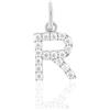 Generic Pendente Donna Lettera R in Oro Bianco con Zirconi