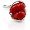 gioiellitaly Anello donna regolabile argento 925 rodiato centrale corallo rosso naturale gioiello donna ragazza gioiello fatto a mano